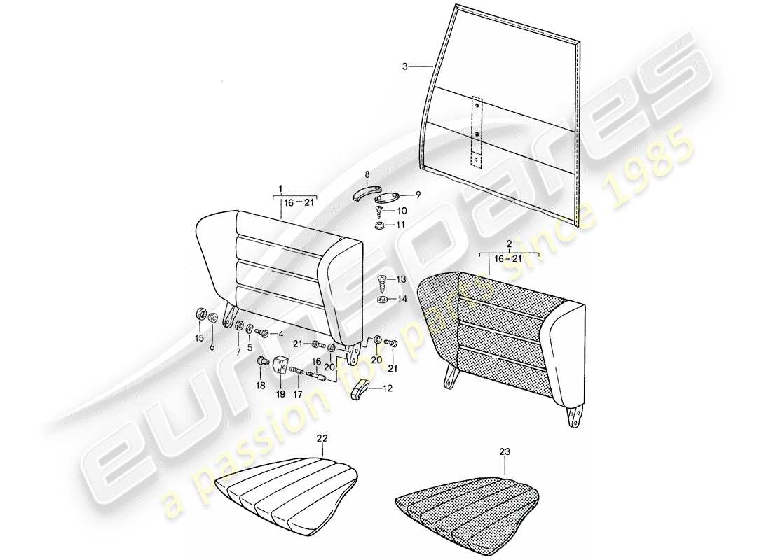 porsche 1987 (959) emergency seat backrest part diagram