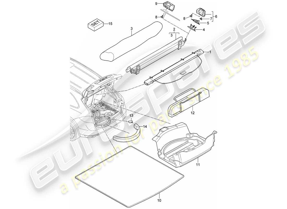 porsche 2018 (cayenne e2 92a) luggage compartment cover parts diagram
