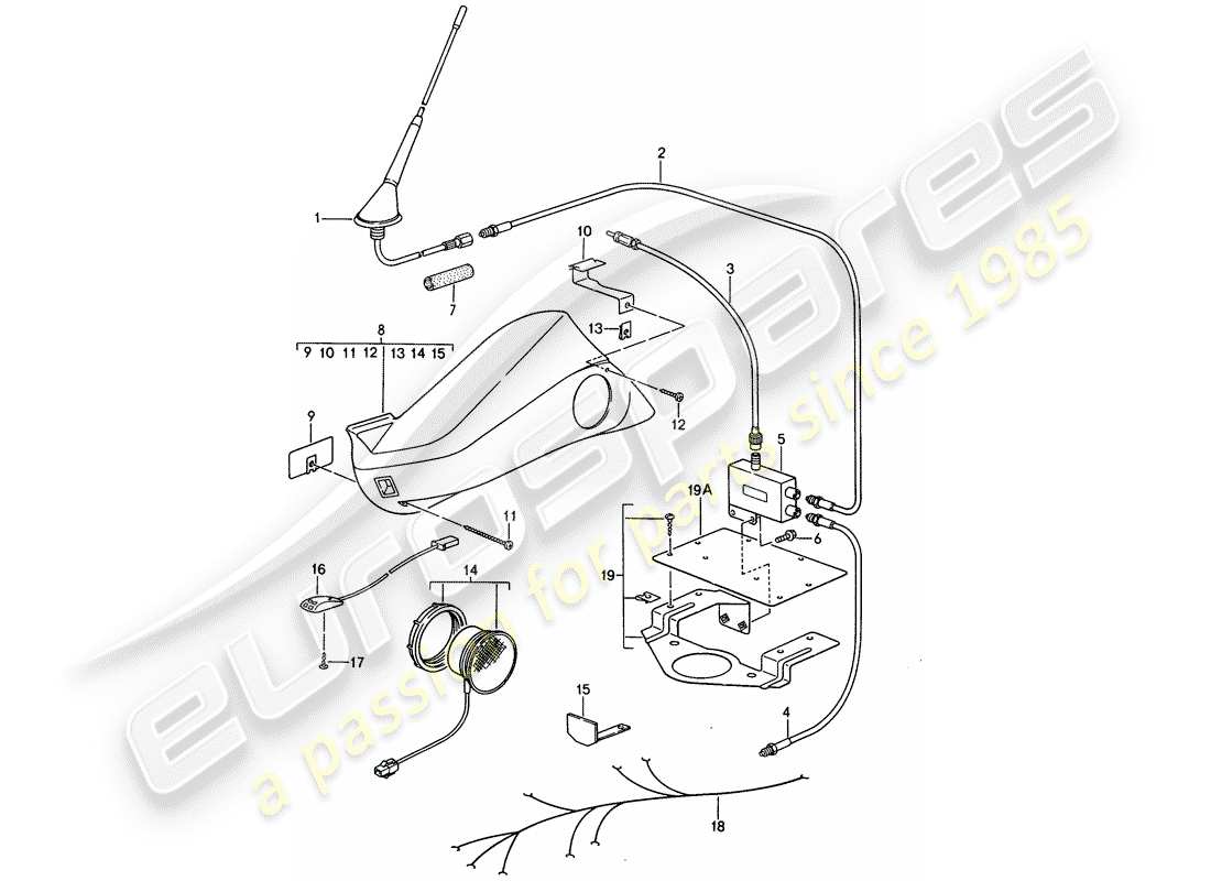 porsche 1993 (928) phone preparation part diagram