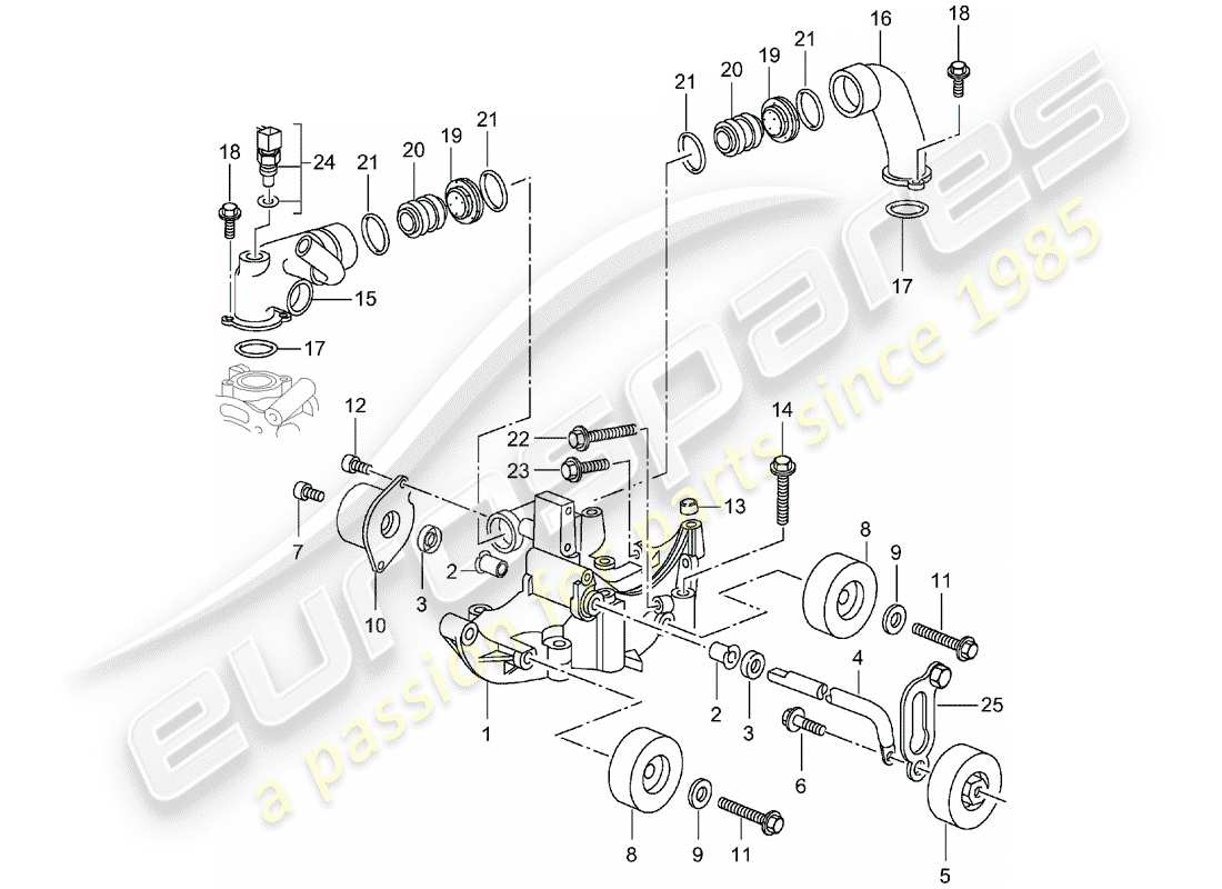 porsche 2001 (996 gt3) belt tensioner - belt drive part diagram