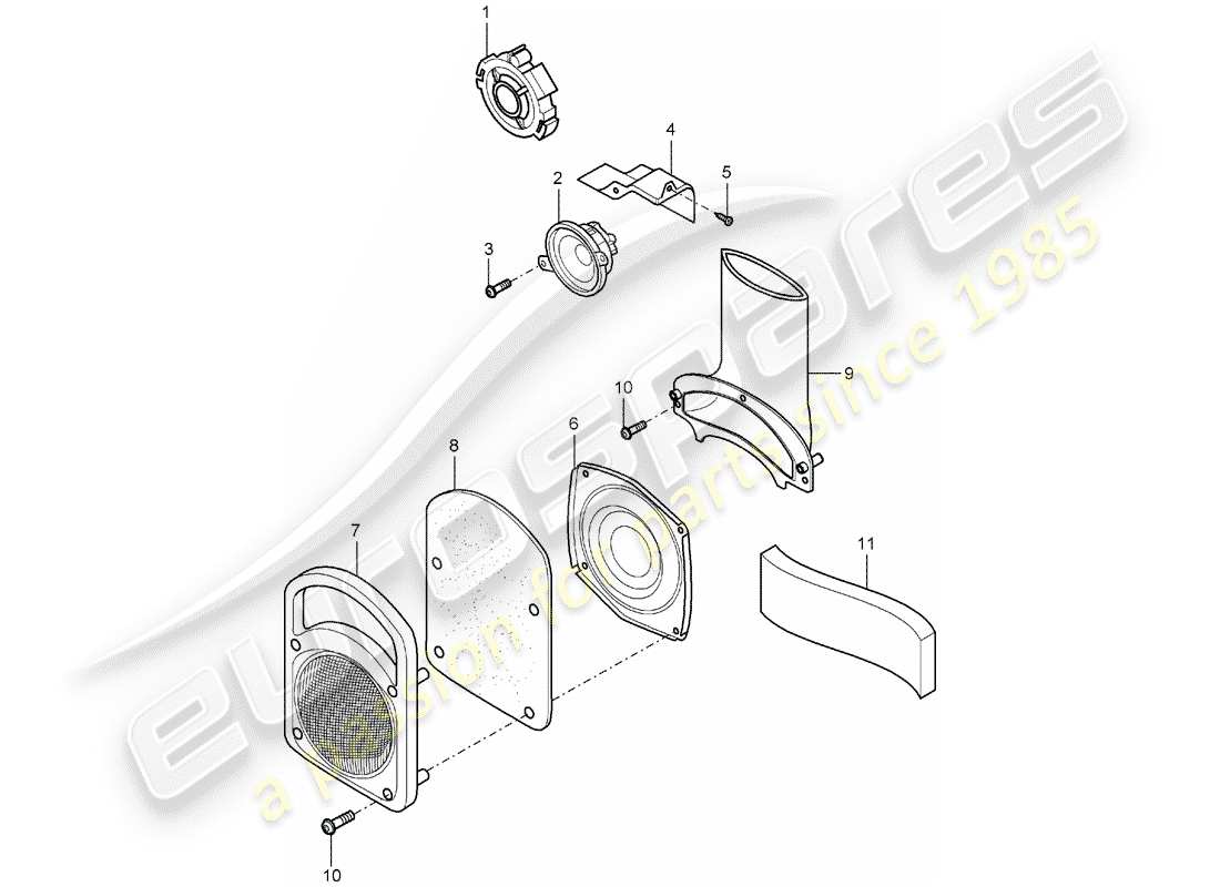 porsche 2005 (carrera gt) loudspeaker part diagram