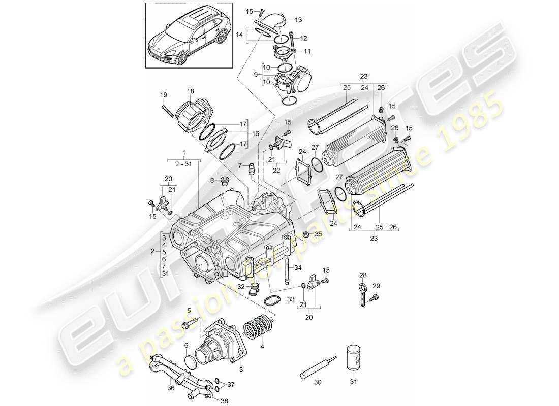 porsche 2018 (cayenne e2 92a) compressor parts diagram