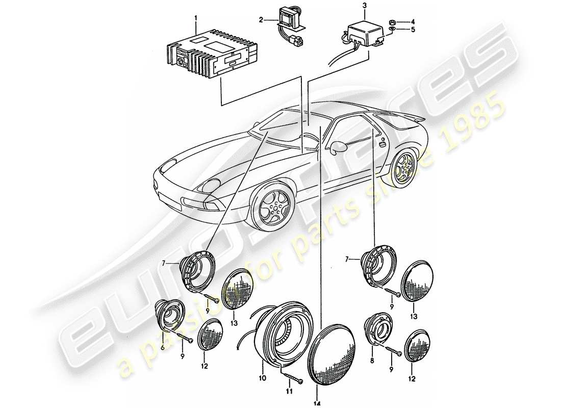 porsche 1993 (928) sound system - with: - amplifier part diagram