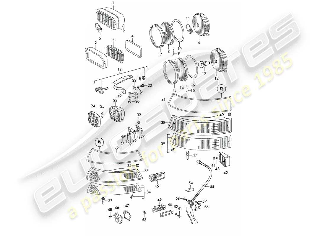 porsche 1965 (911/912) lighting part diagram