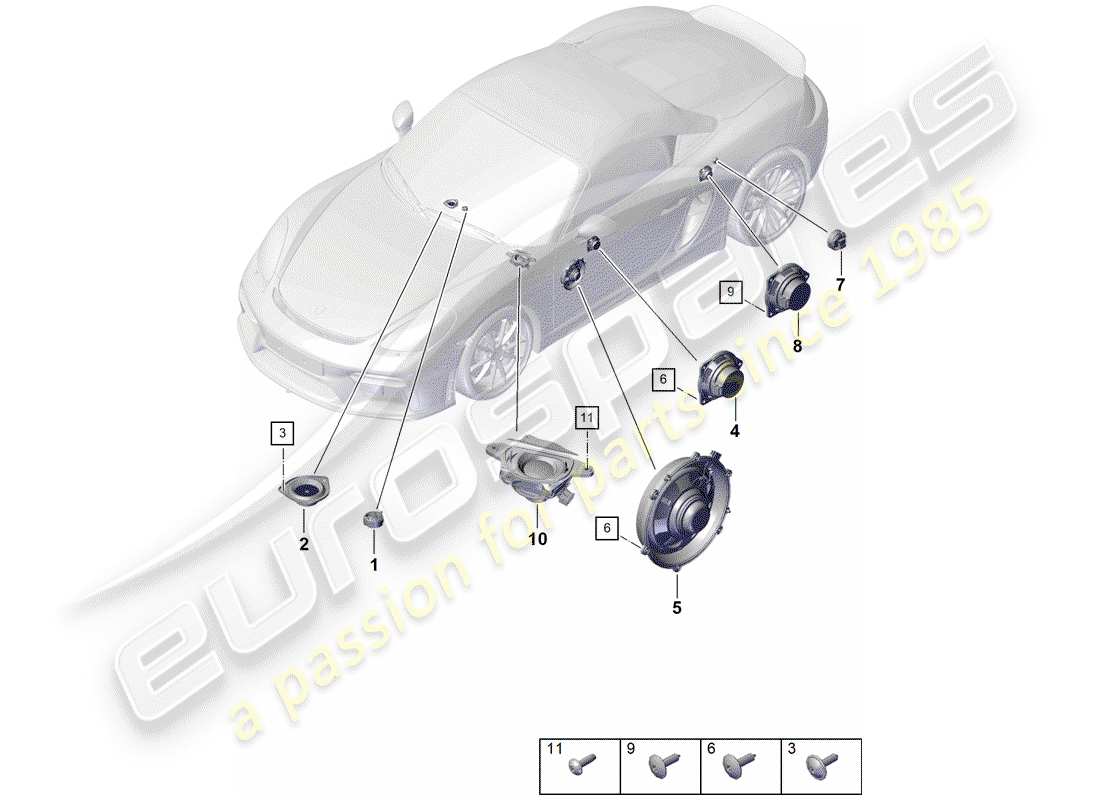 porsche 2020 (718 boxster spyder) loudspeaker part diagram