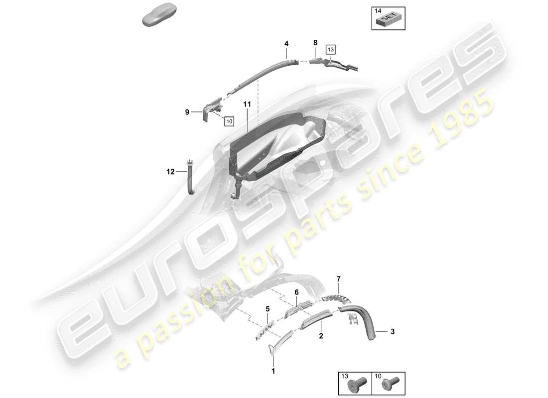 porsche 2019 (718 boxster spyder) convertible top part diagram