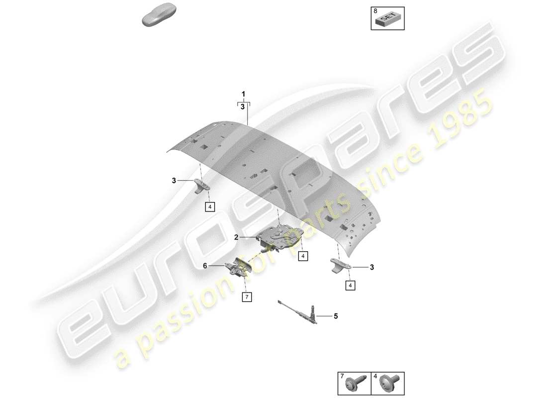 porsche 2020 (718 boxster spyder) top frame part diagram