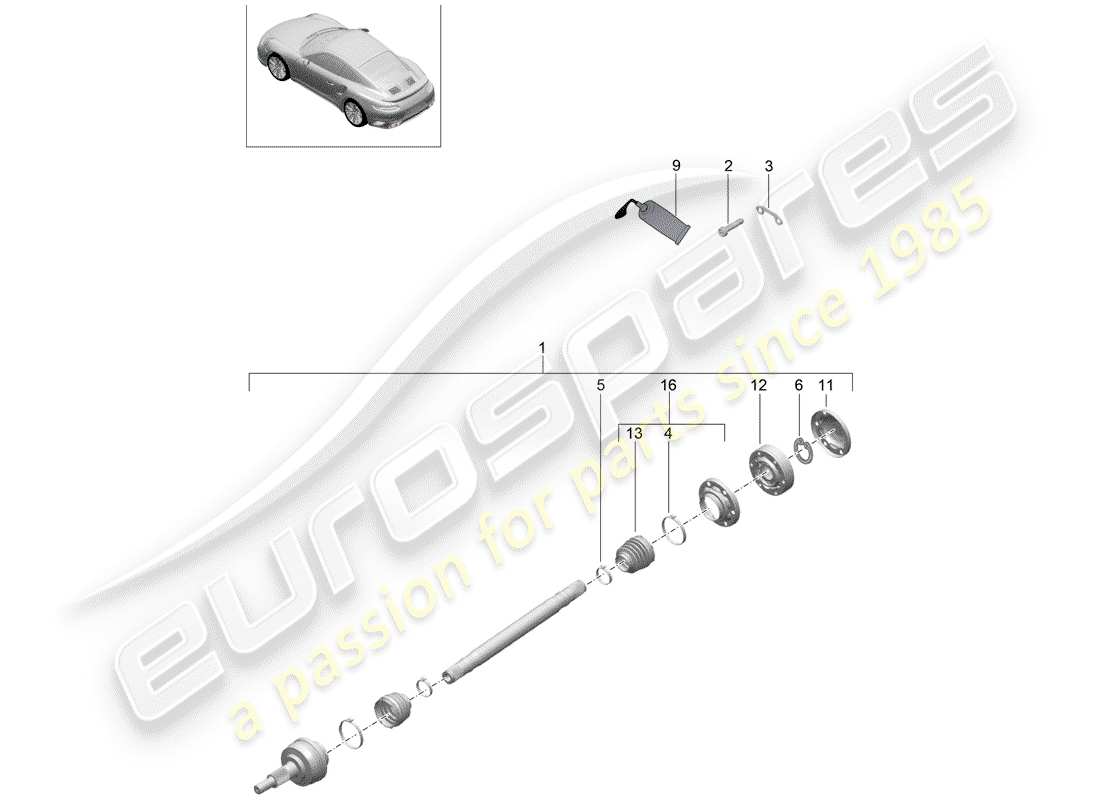 porsche 2019 (991-2 turbo) drive shaft part diagram