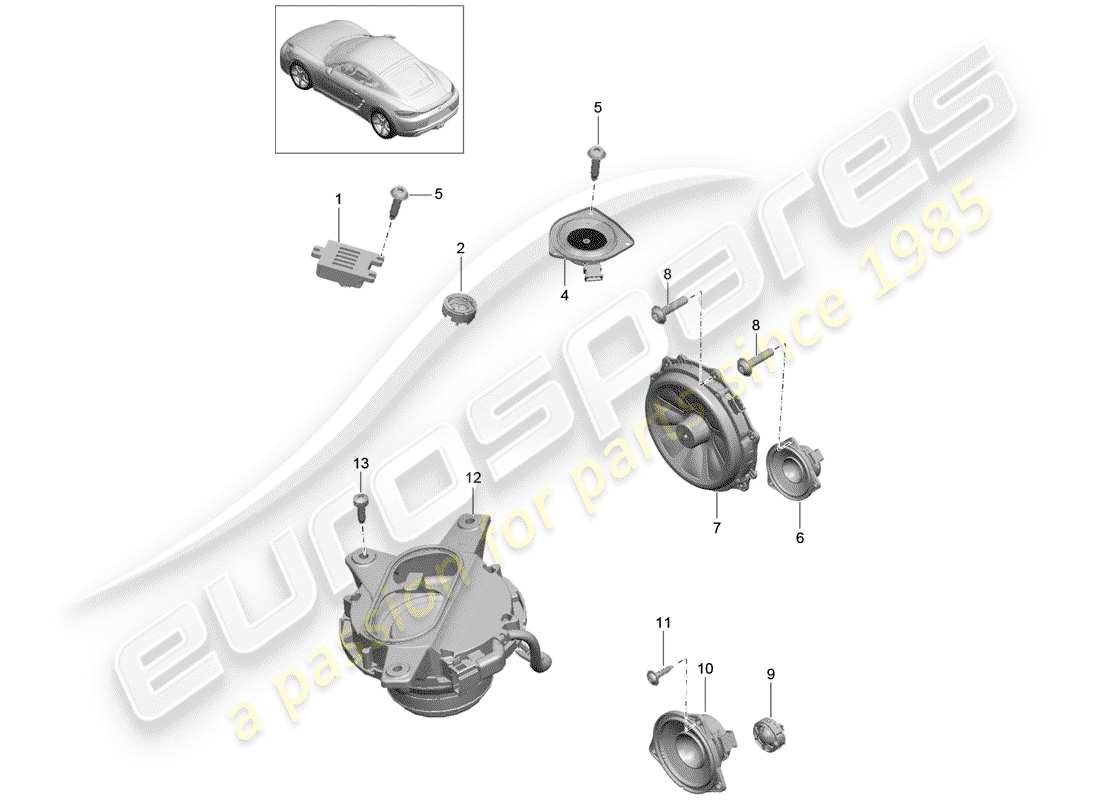 porsche 2020 (718 cayman) loudspeaker part diagram