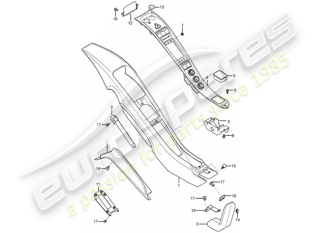 porsche 2006 (carrera gt) center console part diagram