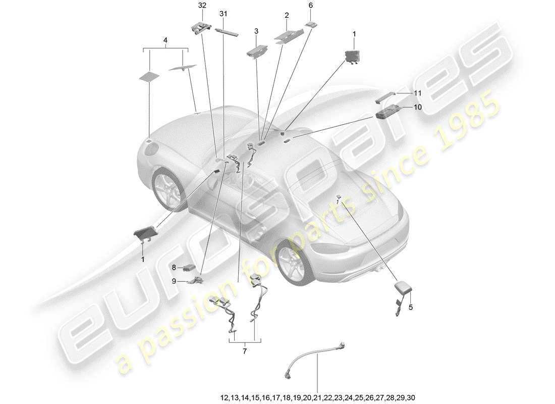 porsche 2020 (718 cayman) antenna part diagram