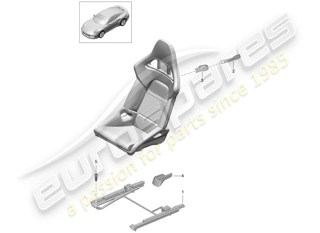porsche 991 turbo (2016) seat part diagram