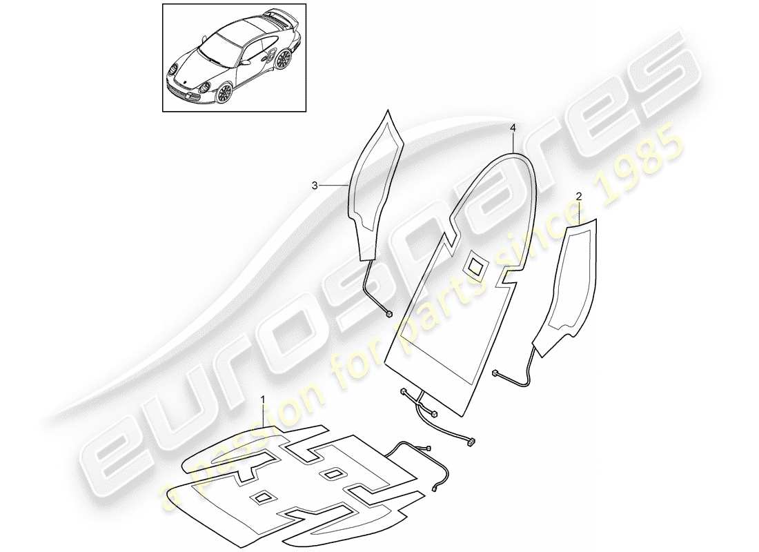 porsche 2011 (997-2 turbo / gt2 rs) heater part diagram
