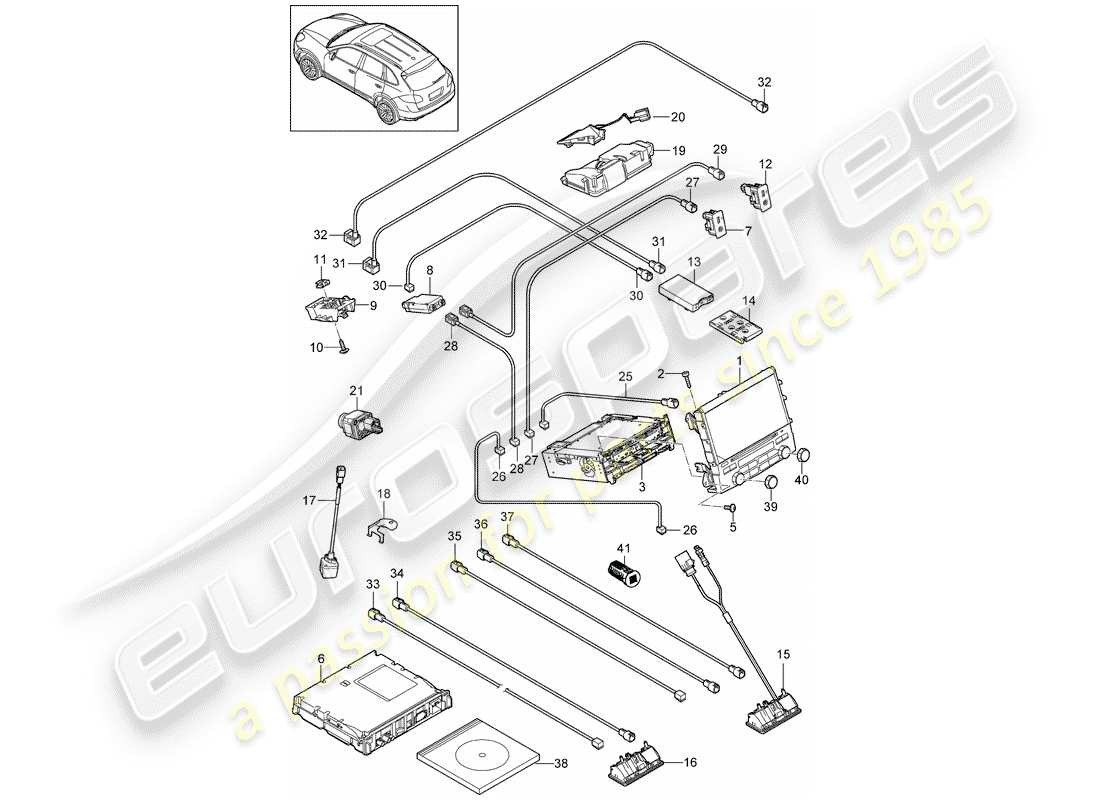 porsche 2017 (cayenne e2 92a) operating unit part diagram