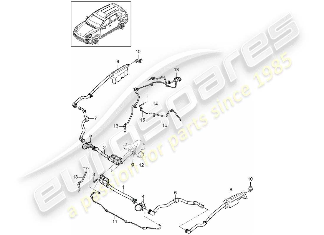 porsche 2017 (cayenne e2 92a) charge air cooler part diagram