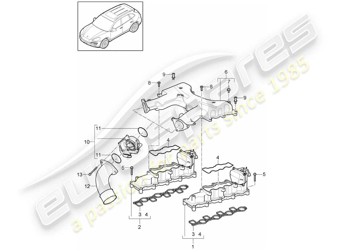 porsche 2012 (cayenne e2 92a) intake manifold part diagram