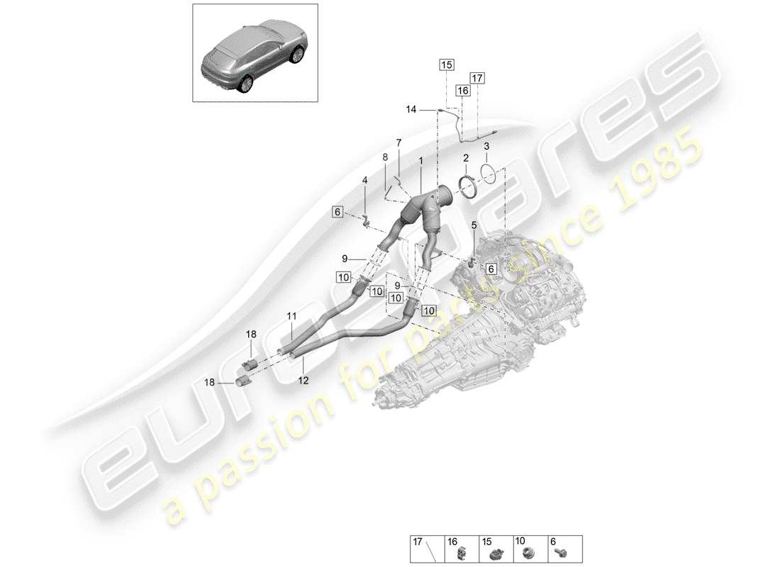 porsche 2020 (macan) catalyst part diagram