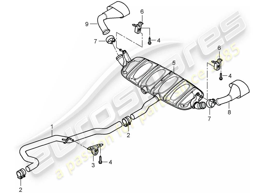 porsche cayenne (2010) exhaust system part diagram