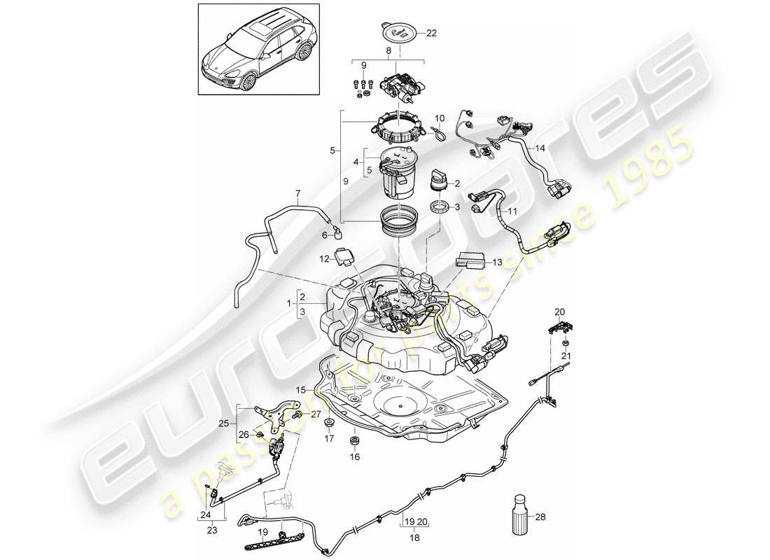 porsche 2017 (cayenne e2 92a) ex. emission control system part diagram