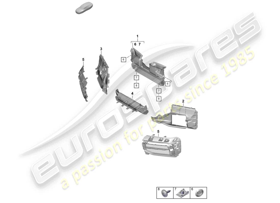 porsche 2019 (992-1) air guide front bumper 911 dakar parts diagram