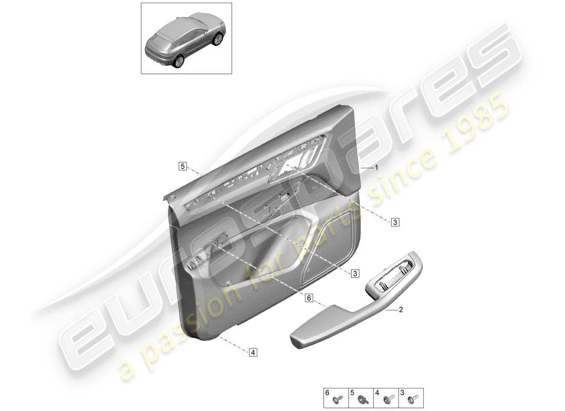 porsche 2020 (macan) door trim panels part diagram