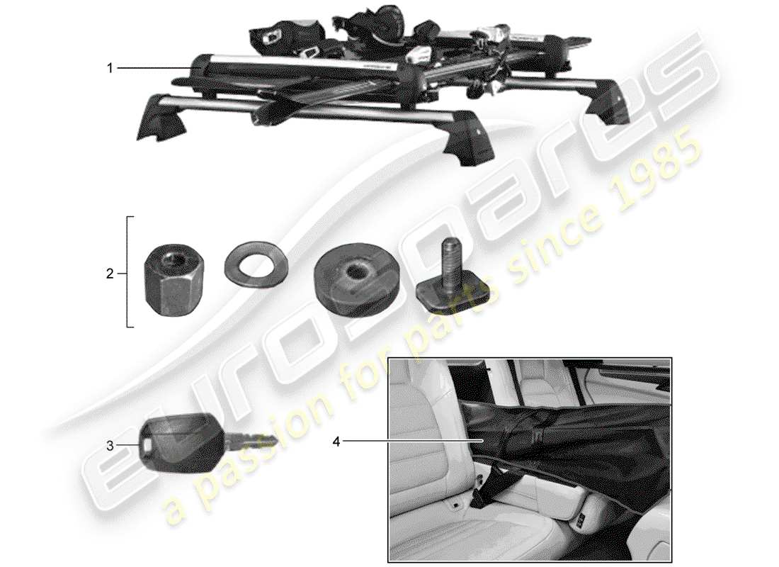 porsche 2015 (tequipment macan) ski holder part diagram
