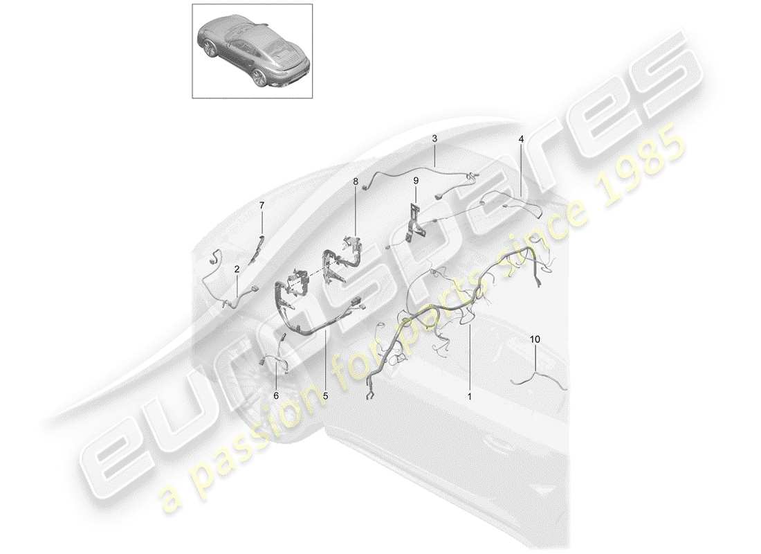 porsche 2016 (991-1 turbo) harness part diagram