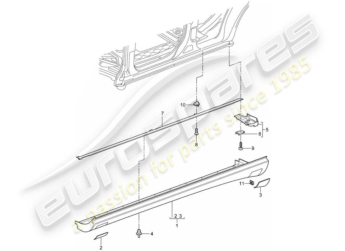 porsche 2003 (cayenne e1 9pa) trims part diagram