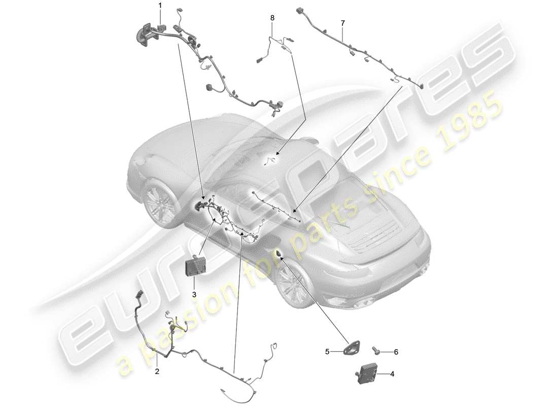 porsche 2016 (991-1 turbo) wiring harnesses part diagram