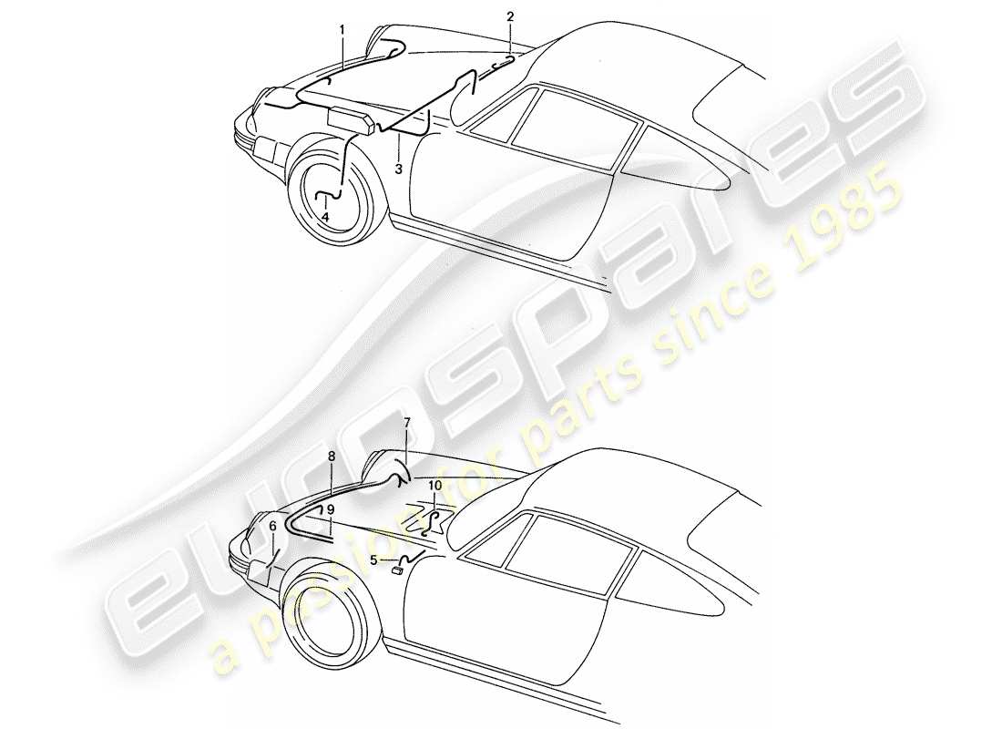 porsche 1989 (911) wiring harnesses - front end part diagram