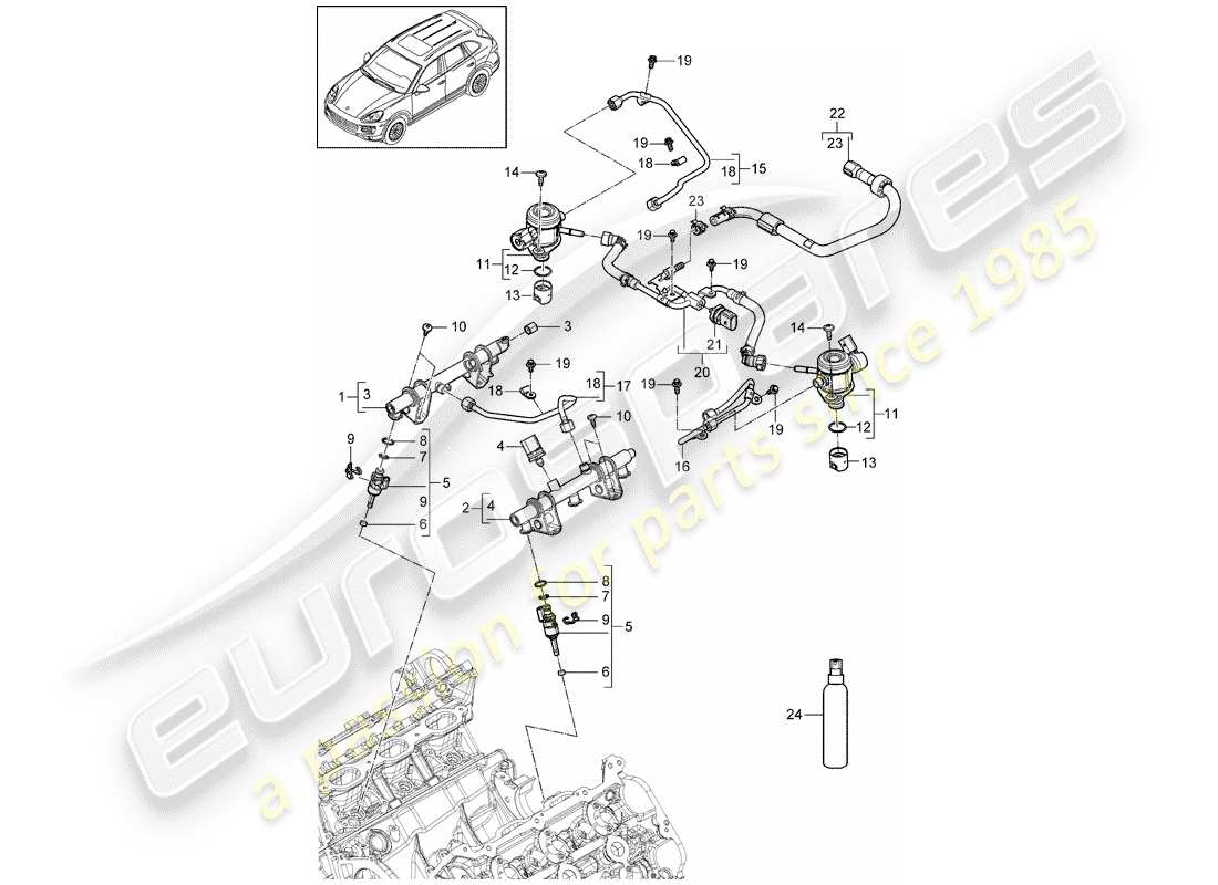 porsche 2013 (cayenne e2 92a) fuel collection pipe parts diagram