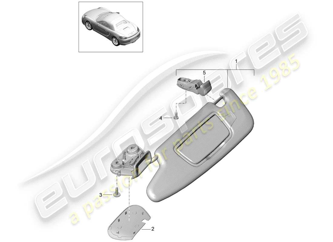 porsche 2013 (981 boxster) sun vizors parts diagram