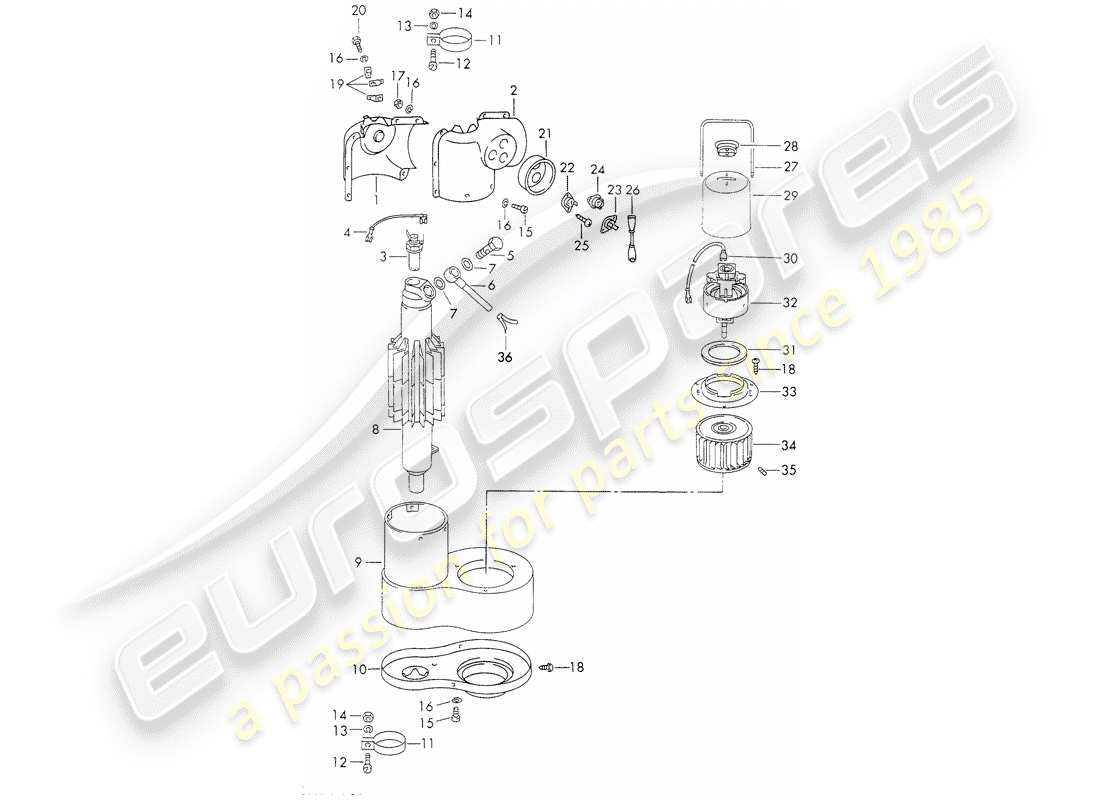 porsche 1971 (911) single parts - for - heater - - webasto - part diagram