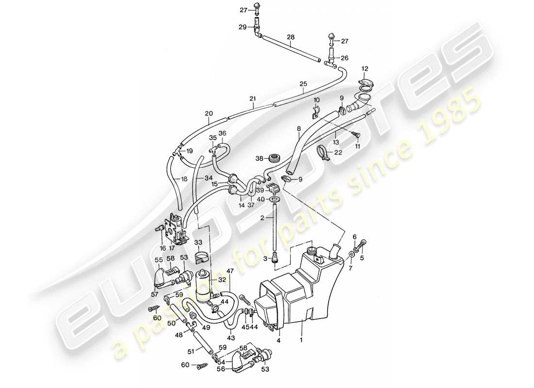 porsche 1977 (911) windshield washer unit - together with - headlight washer system part diagram