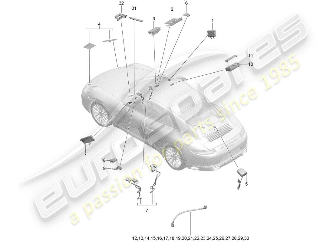 porsche 2019 (991-2) antenna part diagram