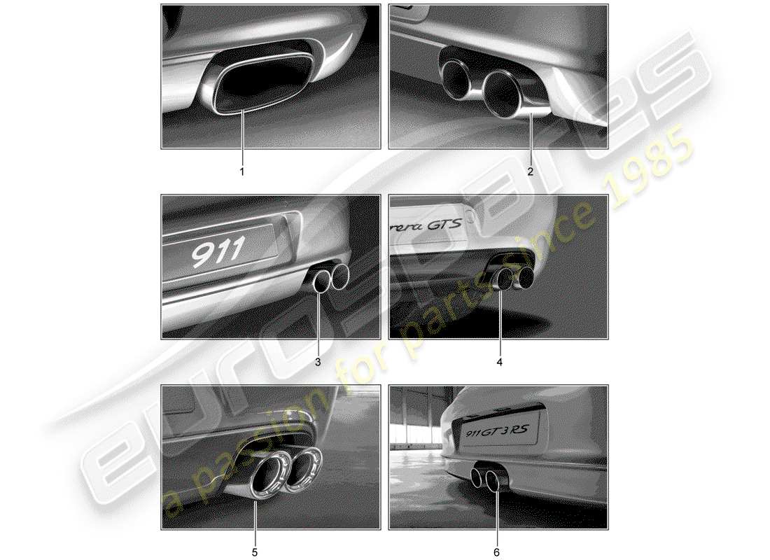 porsche 2007 (tequipment) sports tailpipe parts diagram