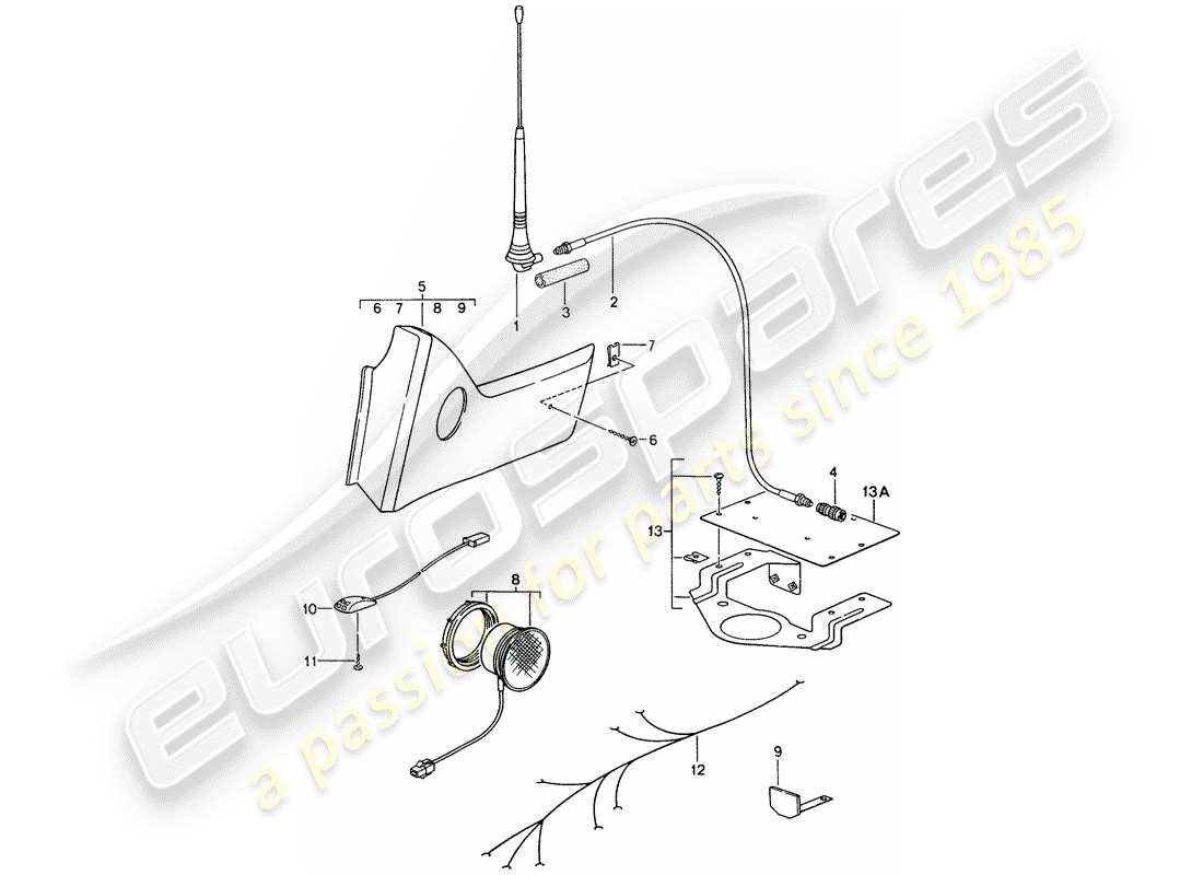 porsche 1998 (993) phone preparation part diagram