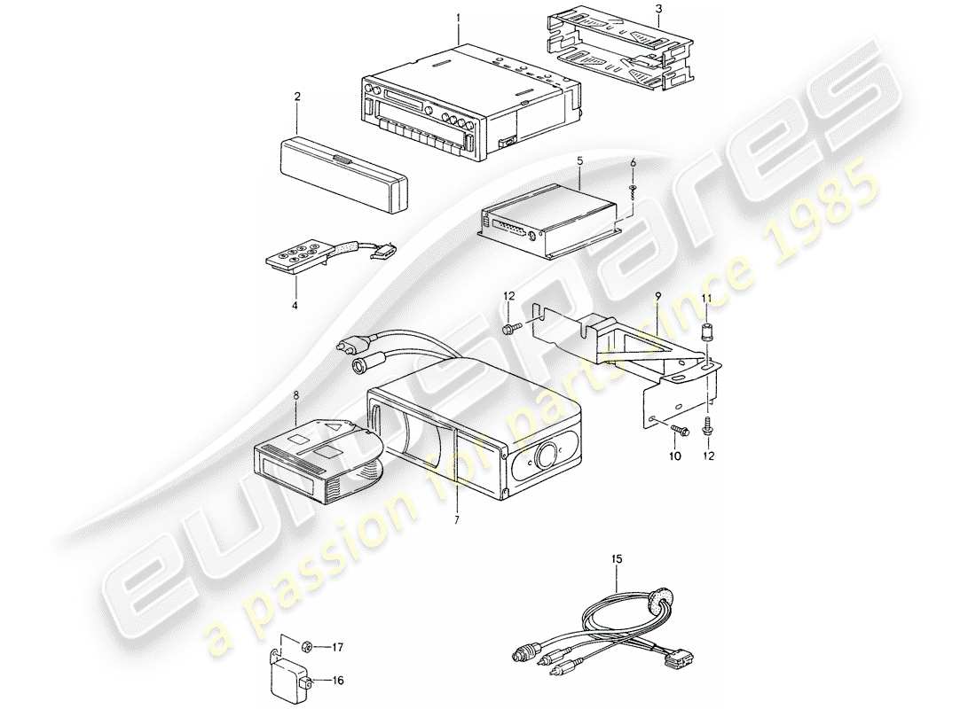 porsche 1998 (993) radio unit - amplifier - f 99-ts371 090>> - d - mj 1996>> part diagram