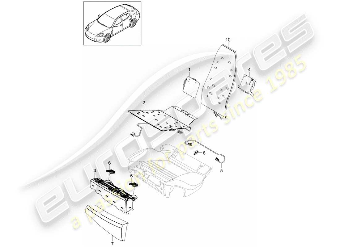 porsche 2016 (panamera 970) lumbar support adjustment parts diagram
