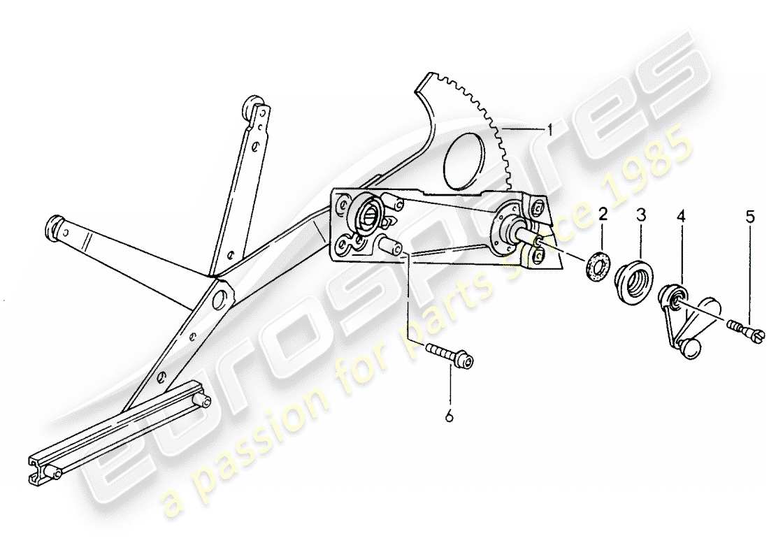 porsche 1996 (993) window regulator - manually part diagram