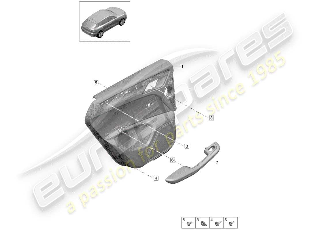 porsche 2020 (macan) door trim panels part diagram