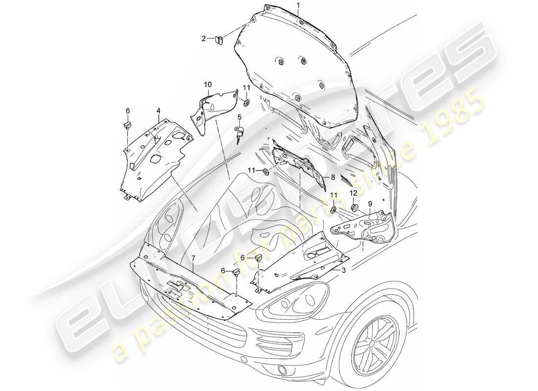 porsche 2018 (cayenne e2 92a) sound absorber parts diagram
