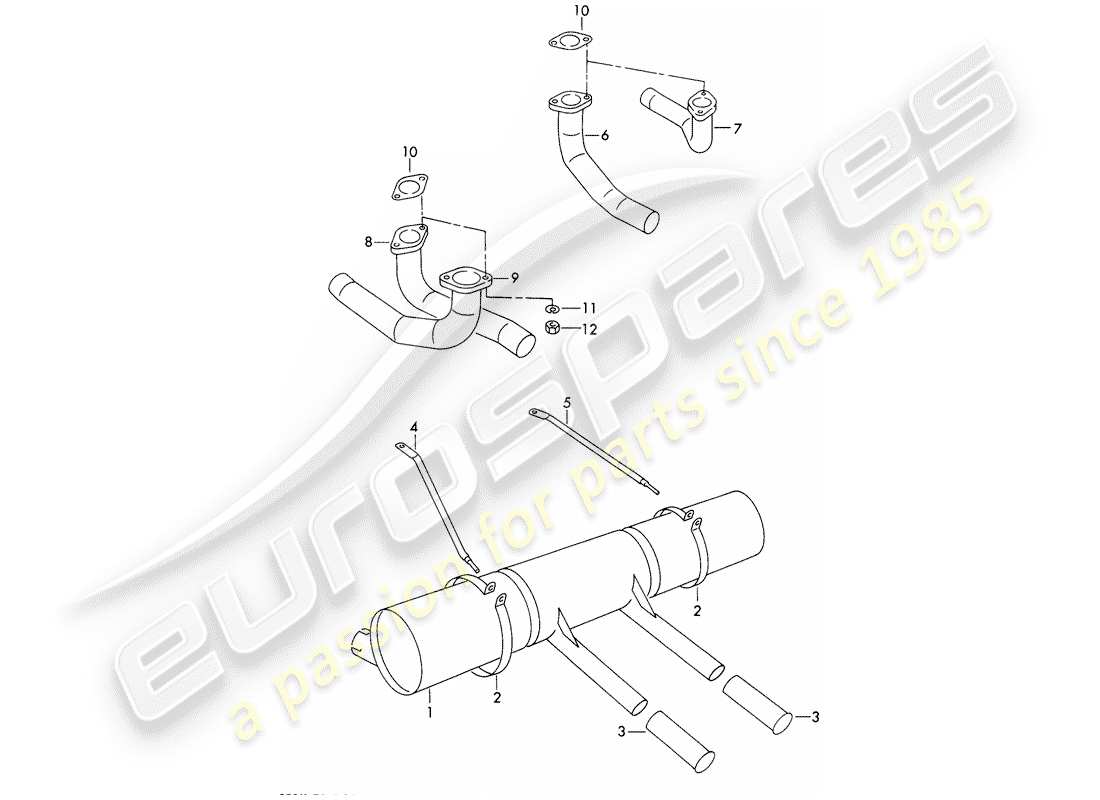 porsche 1955 (356/356a) silencer - and - accessories parts diagram