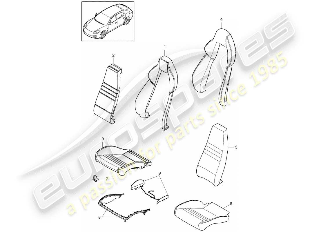 porsche 2012 (panamera 970) foam part part diagram