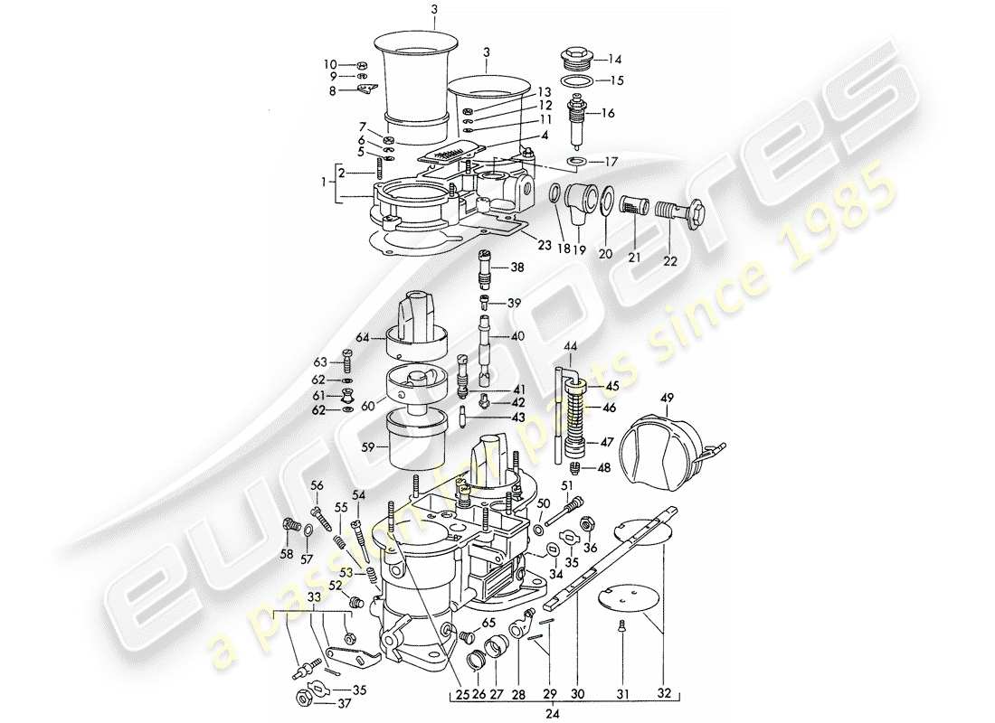 porsche 356b/356c (1961) single parts - for - carburetor - weber 46 idm 2 parts diagram