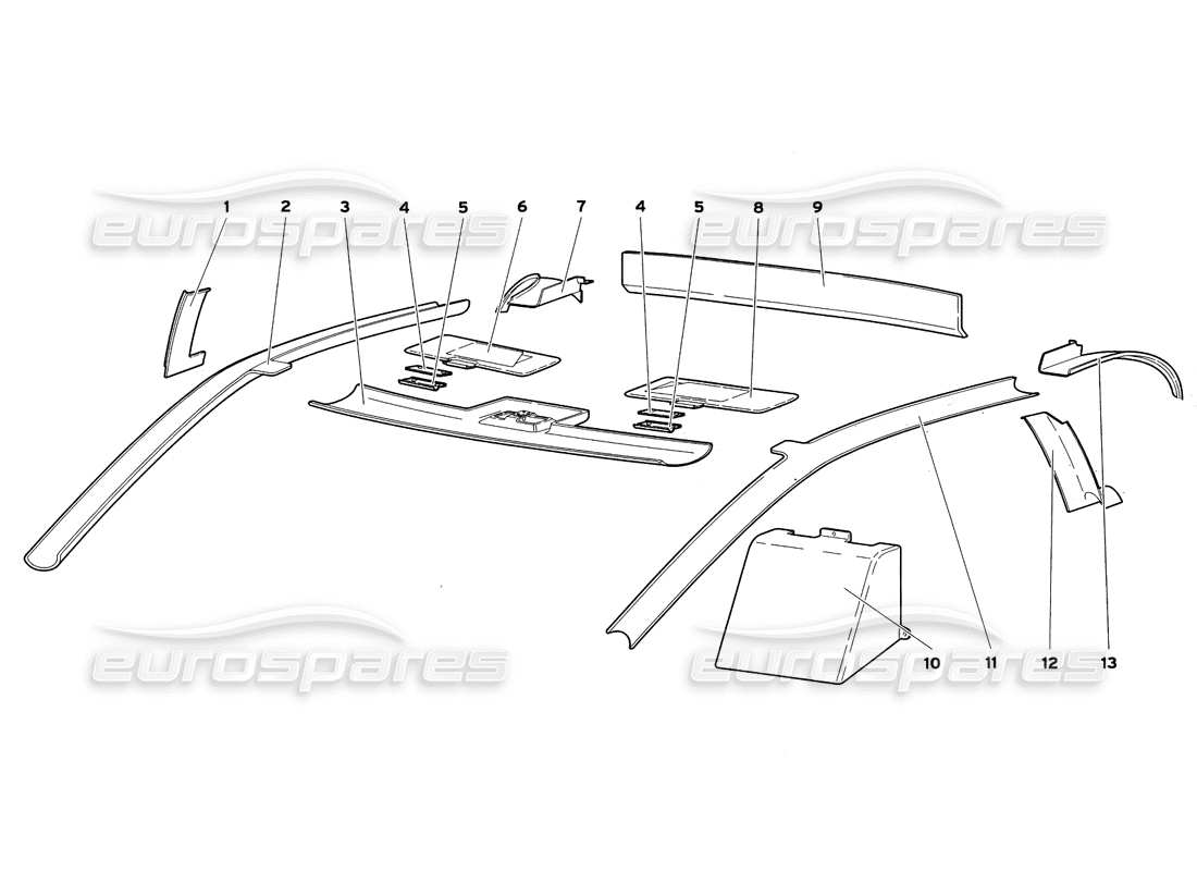 lamborghini diablo sv (1999) front hood part diagram