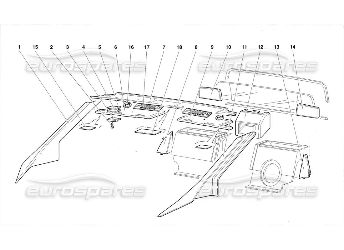 lamborghini diablo roadster (1998) passenger compartment trims part diagram