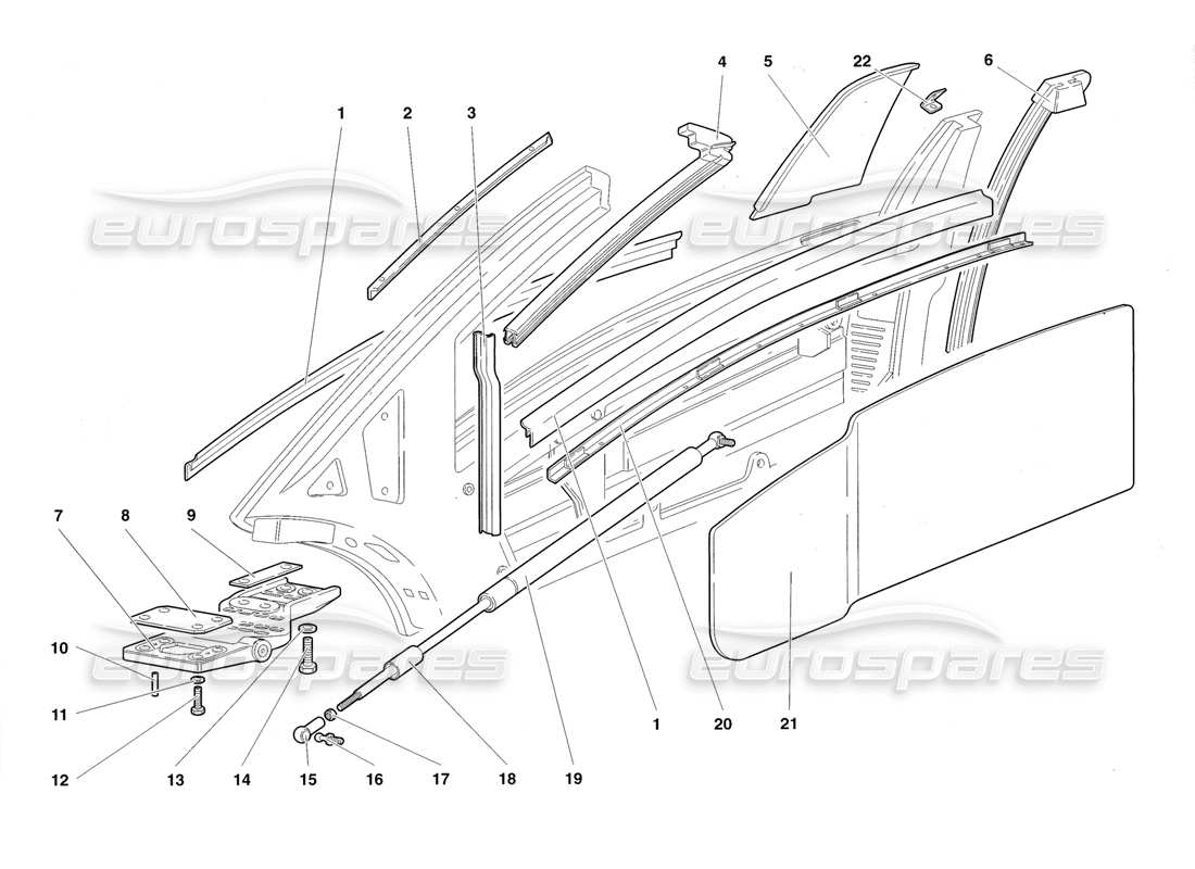 lamborghini diablo roadster (1998) doors part diagram