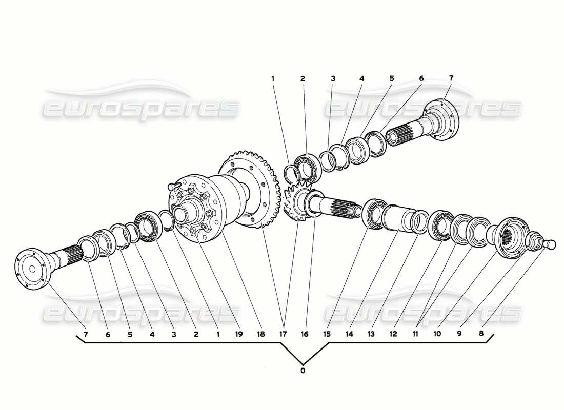 lamborghini diablo 6.0 (2001) front differential parts diagram