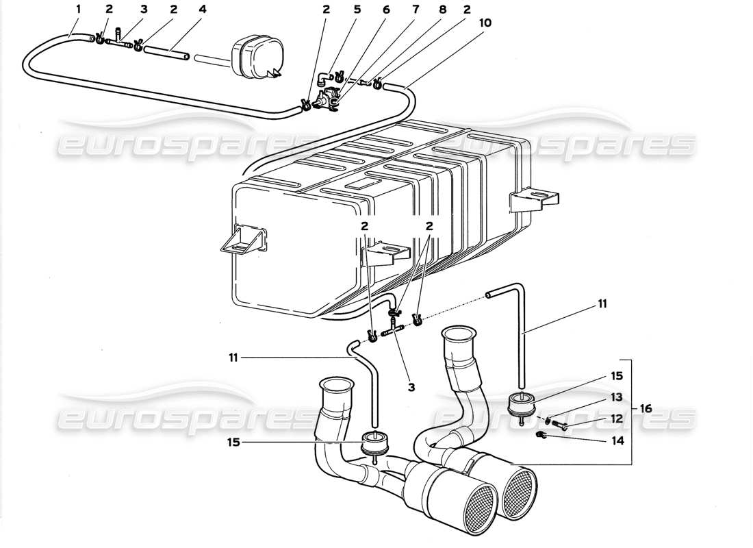 lamborghini diablo gt (1999) exhaust system parts diagram